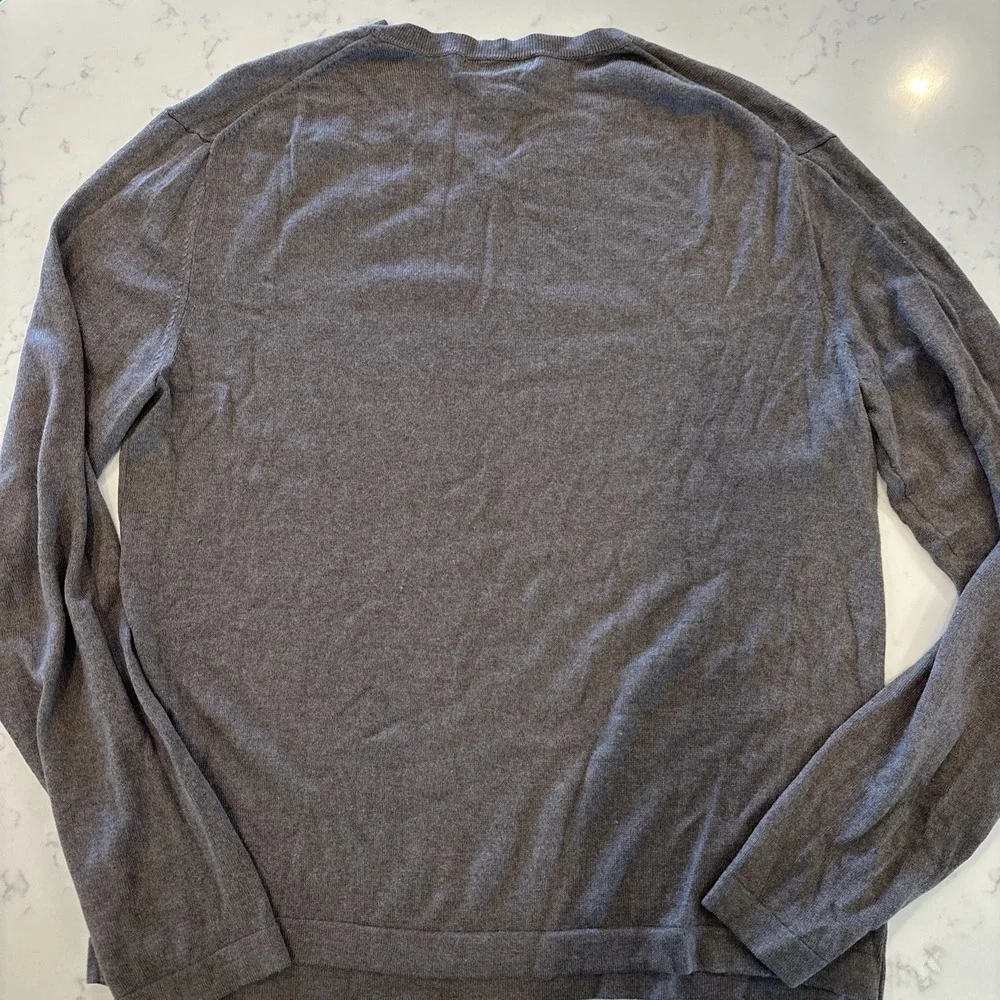 Banana Republic Silk Cashmere‎ V-Neck Sweater Charcoal Gray Men's Large Pullover